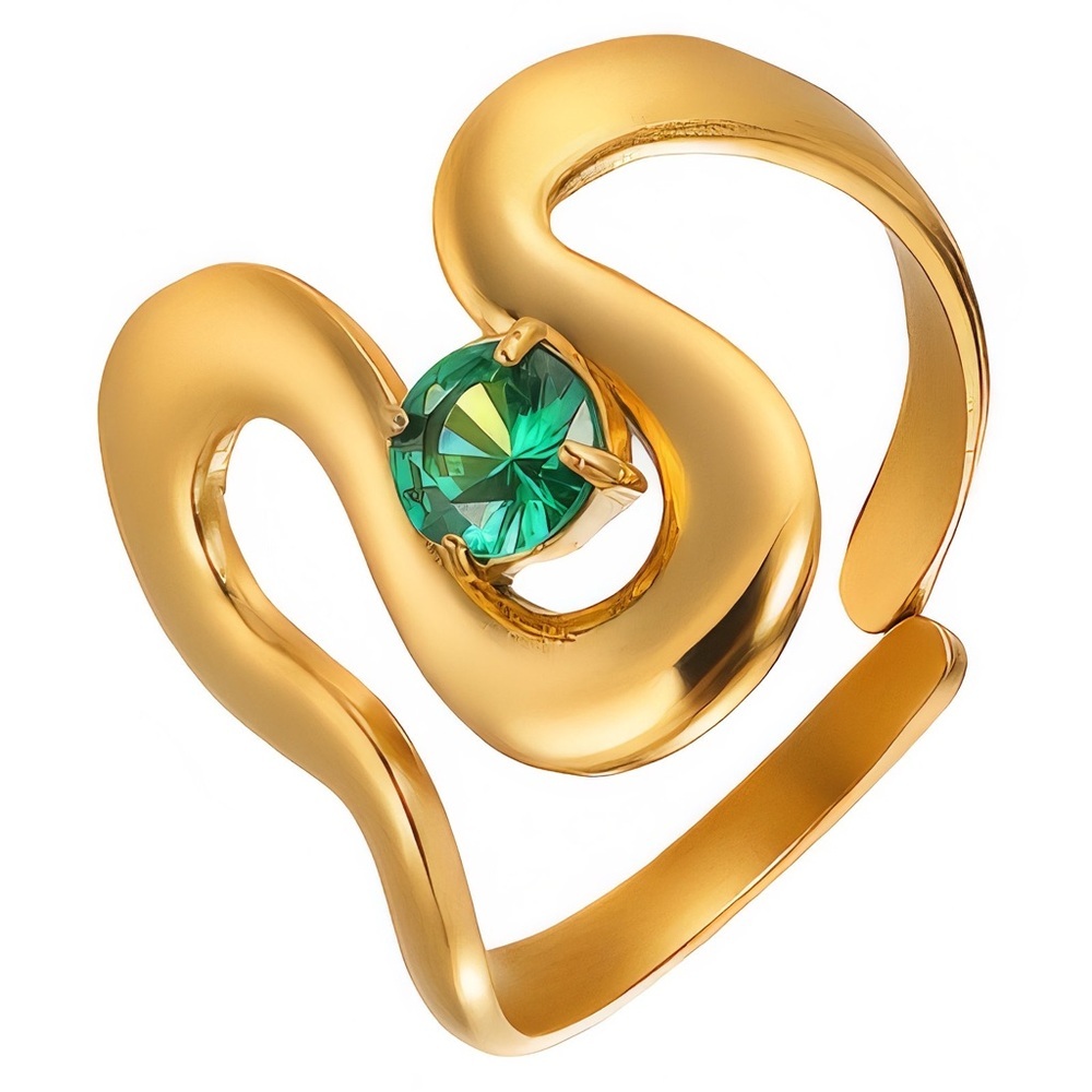 Modern Gold and Green Sculptural Ring - Picture 3 of 6